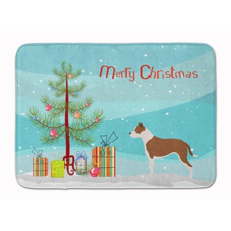 Carolines Treasures Pit Bull Terrier Christmas Machine Washable Memory Foam Mat BB8487RUG